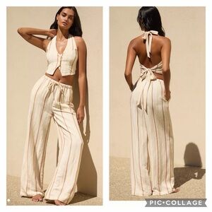 L*SPACE Beach House Linen Pants & Beach House Vest Size M